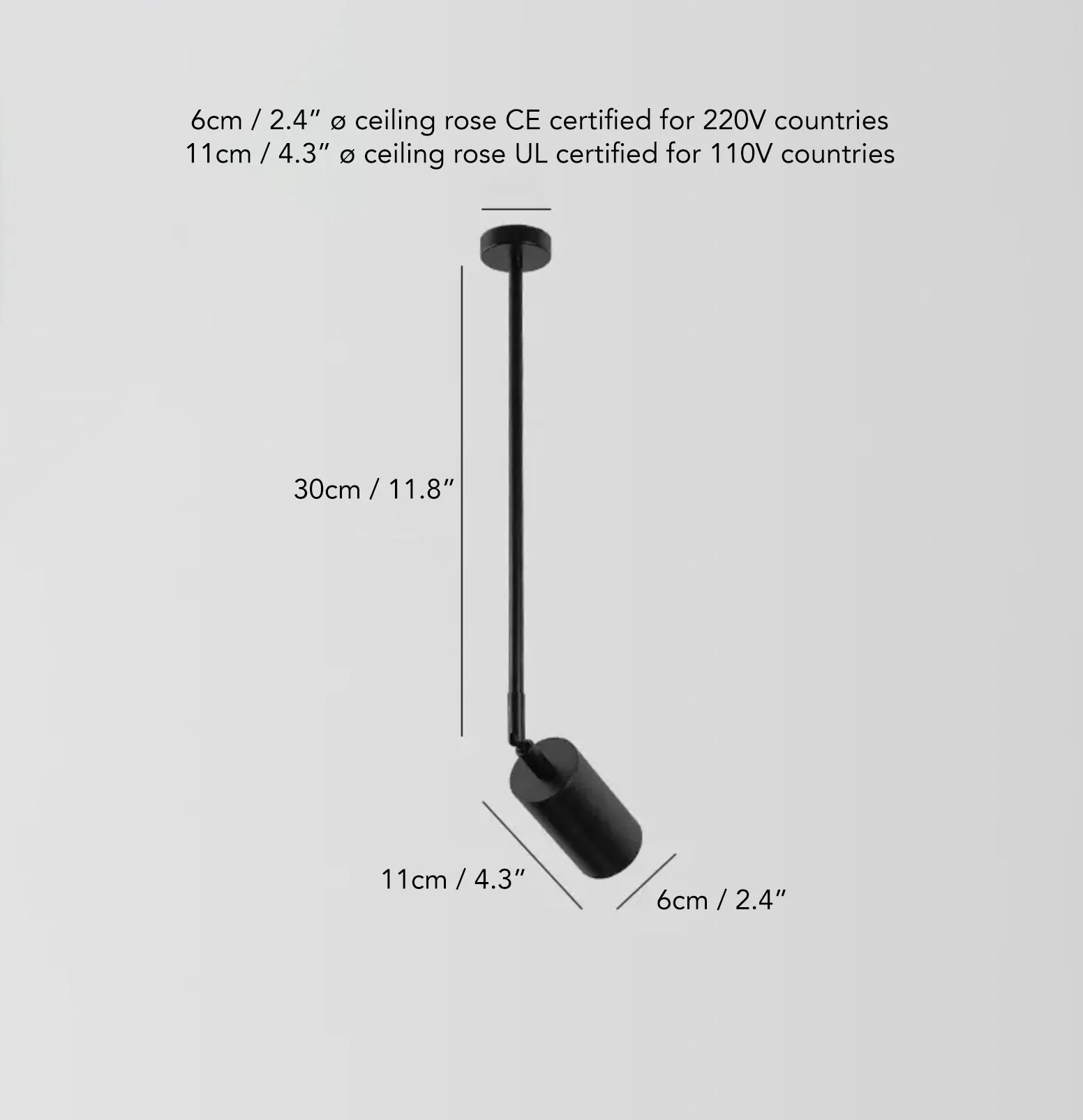 Lux Minimalist Adjustable Rod Spot Light - in Black - Image 8