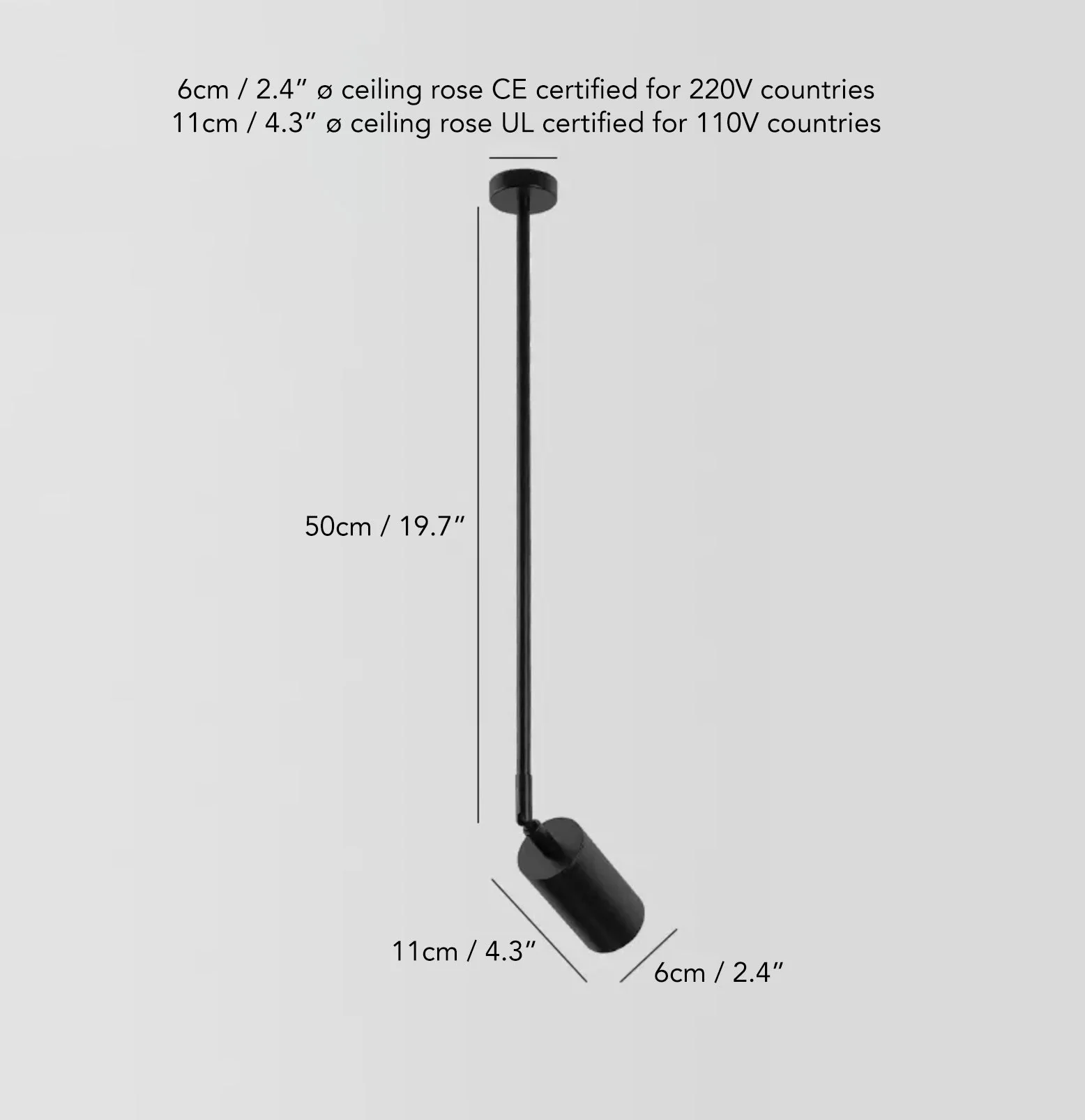Lux Minimalist Adjustable Rod Spot Light - in Black - Image 9