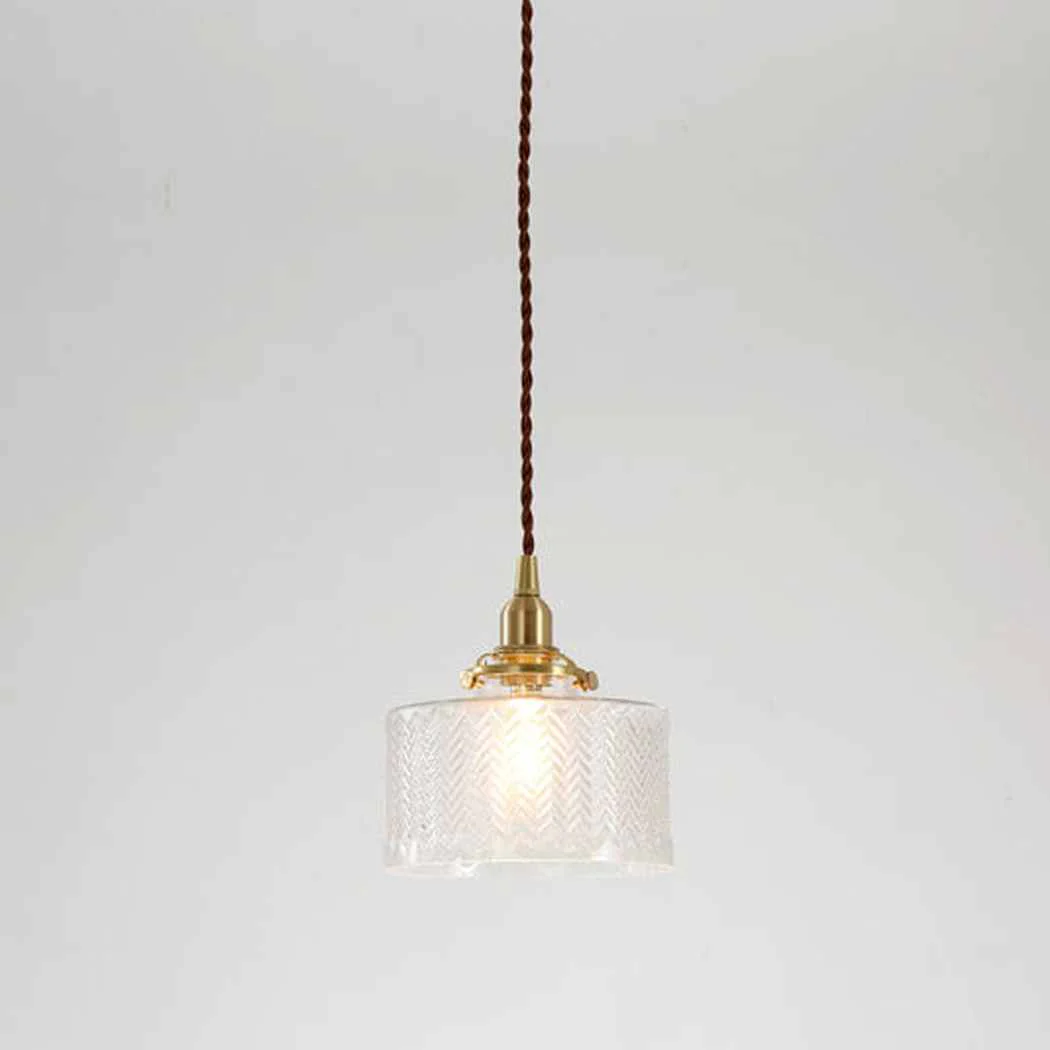 Matilda Glass Mid Century Vintage look Brass Fitting Pendant Light