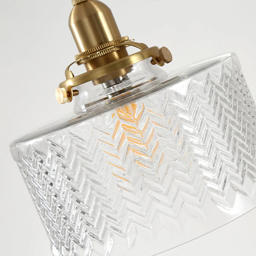 Matilda Glass Mid Century Vintage look Brass Fitting Pendant Light - Image 2