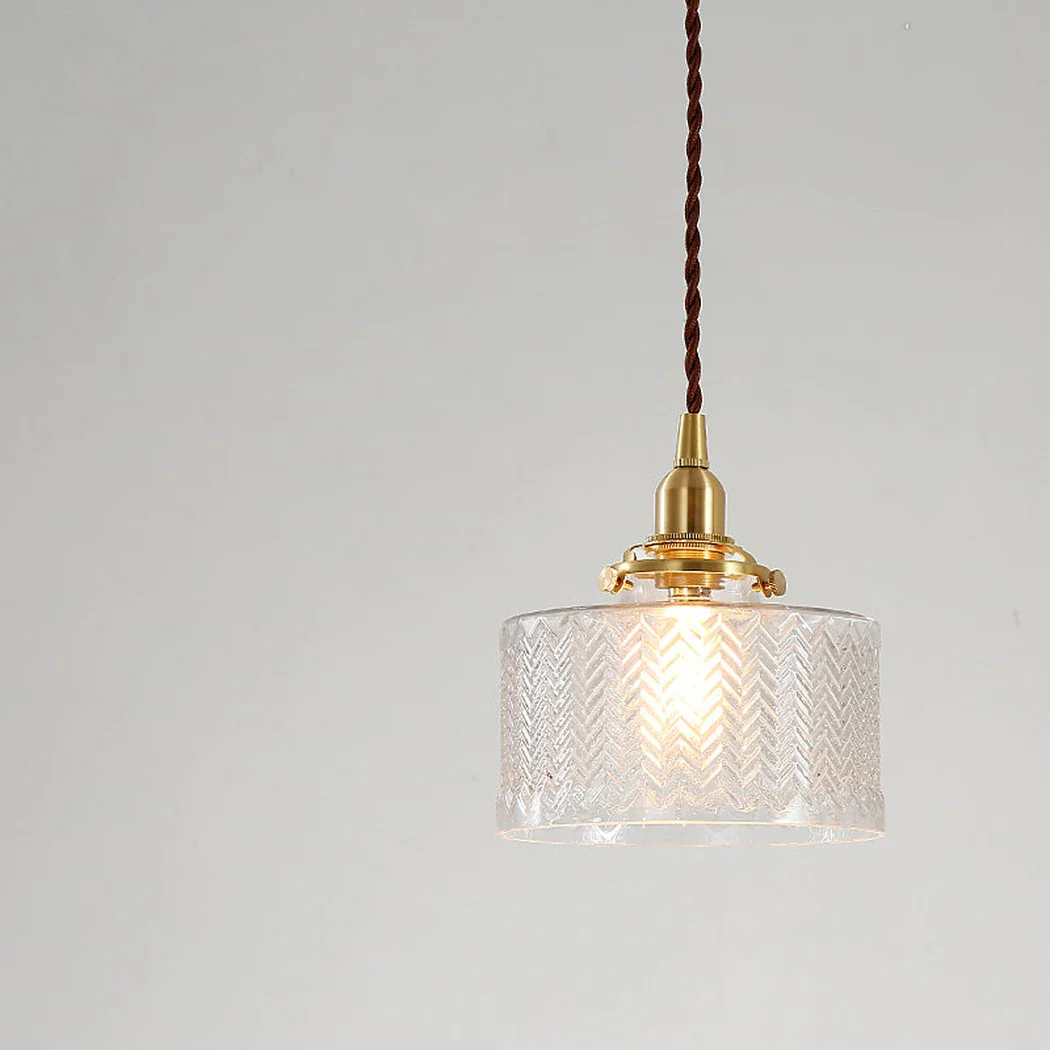 Matilda Glass Mid Century Vintage look Brass Fitting Pendant Light - Image 3
