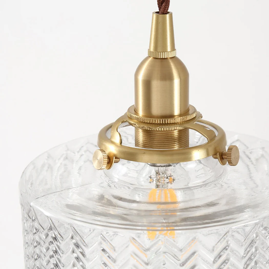 Matilda Glass Mid Century Vintage look Brass Fitting Pendant Light - Image 5