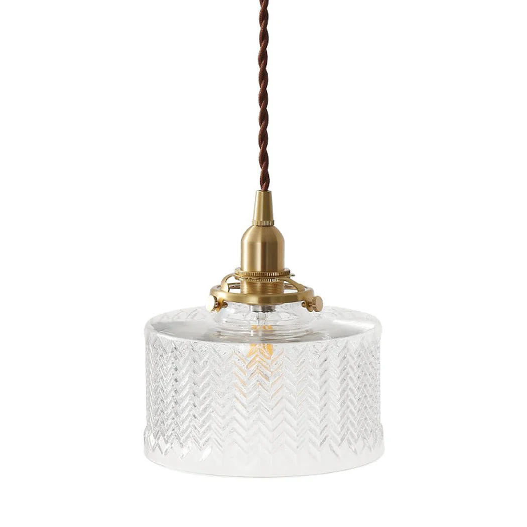 Matilda Glass Mid Century Vintage look Brass Fitting Pendant Light - Image 6