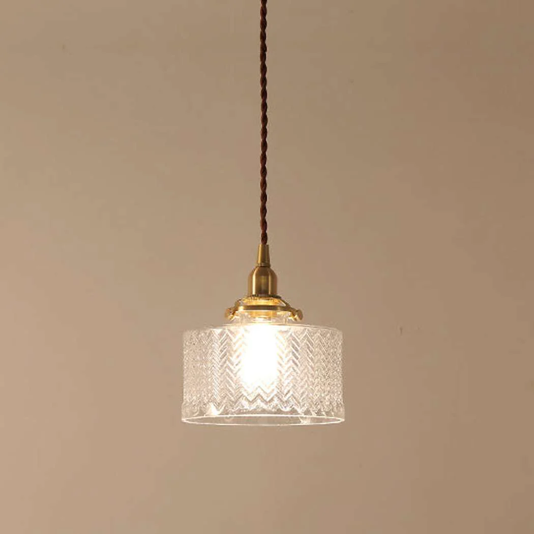 Matilda Glass Mid Century Vintage look Brass Fitting Pendant Light - Image 7