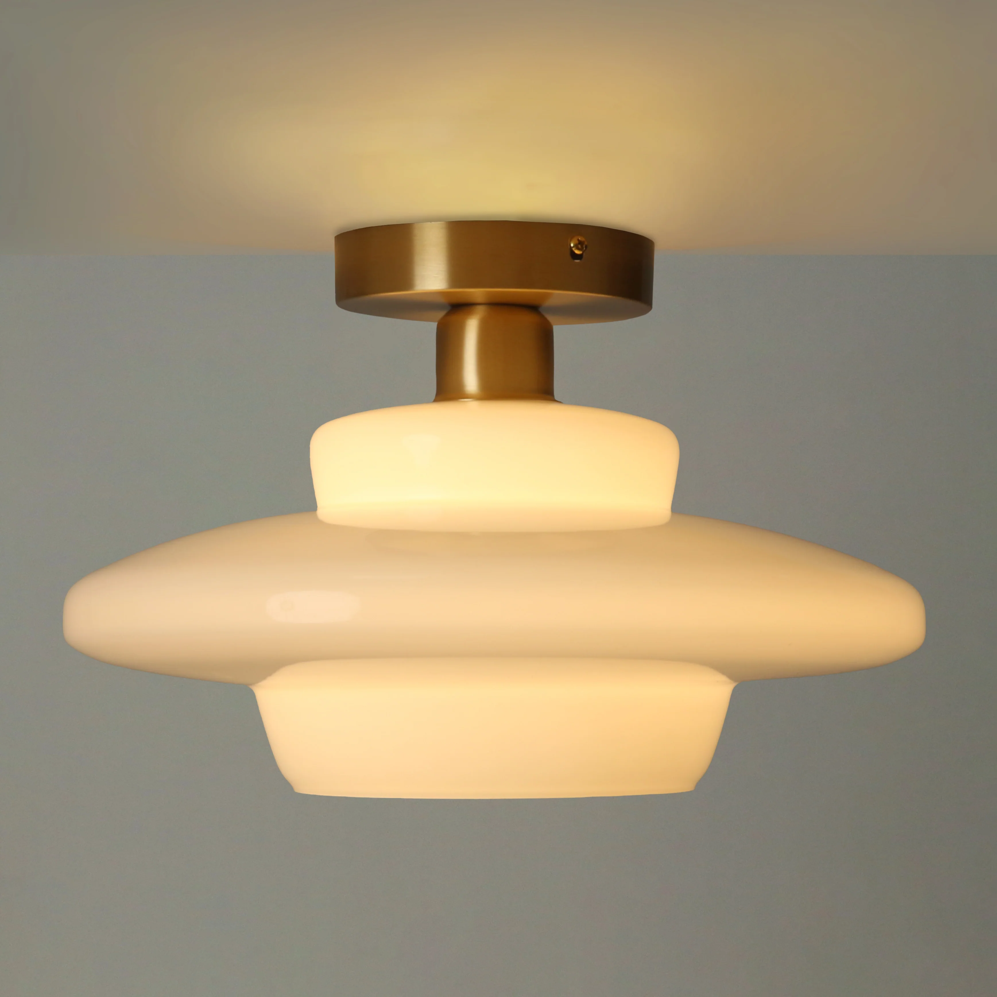 Miller Art Deco Milk Glass Fixed Ceiling Light - Image 3