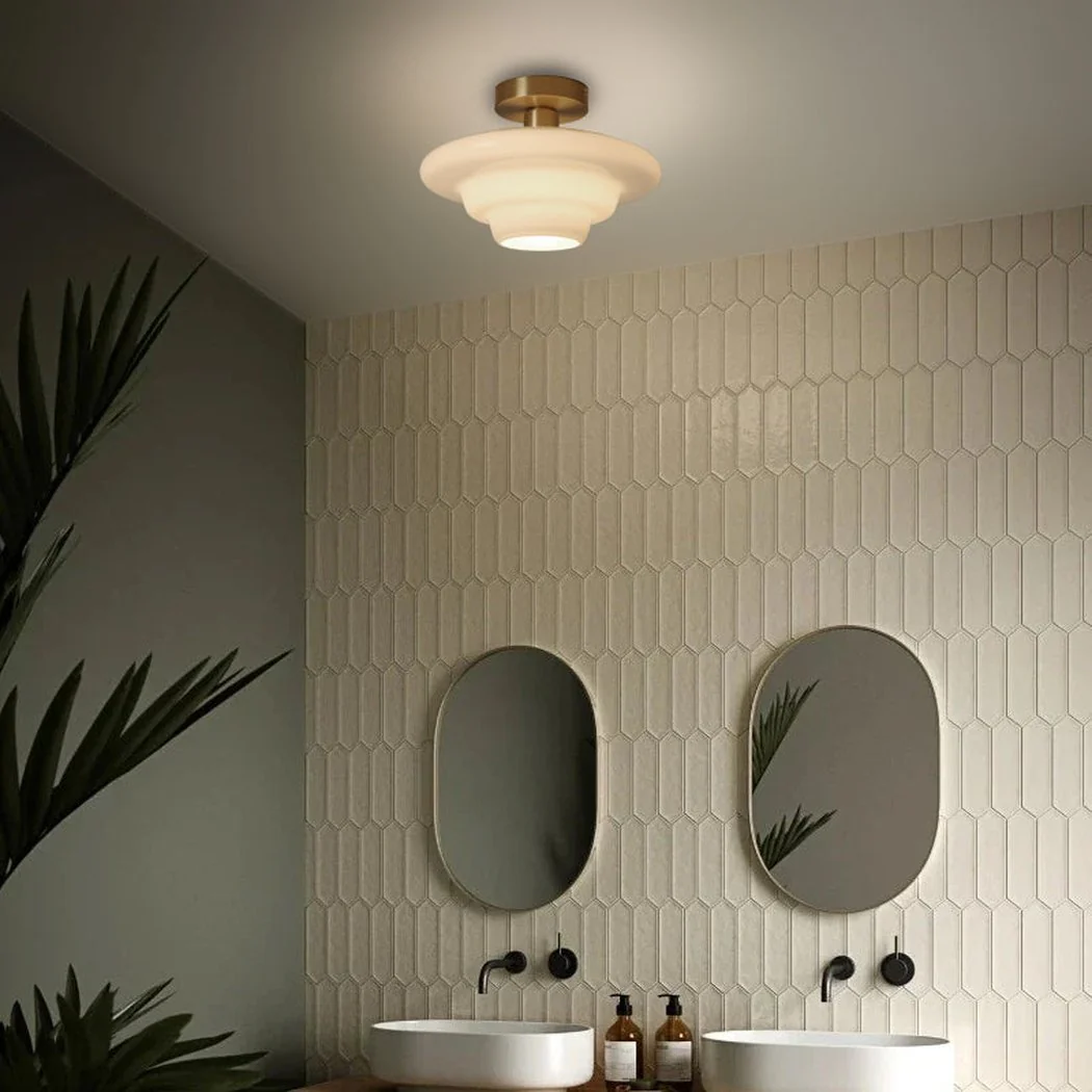 Miller Art Deco Milk Glass Fixed Ceiling Light - Image 6