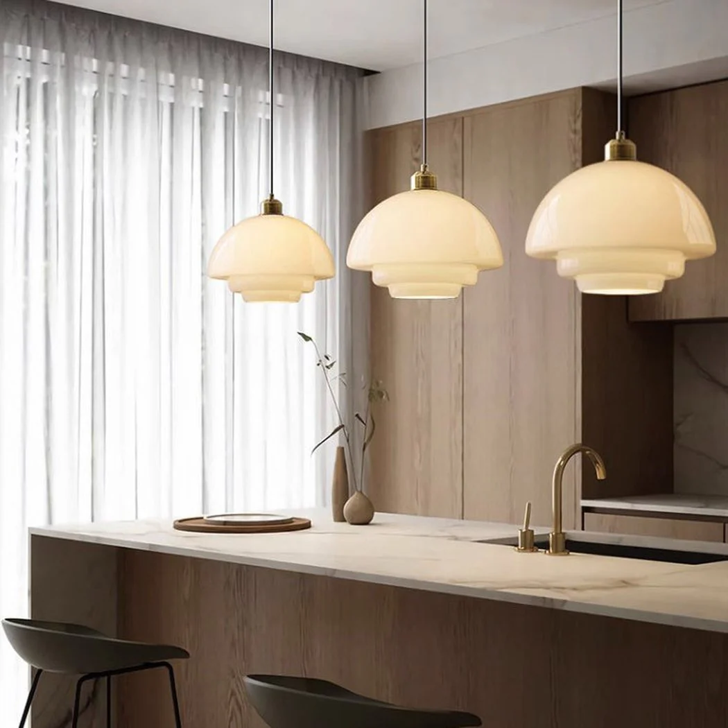 Miller Art Deco Milk Glass Pendant Light - Image 11