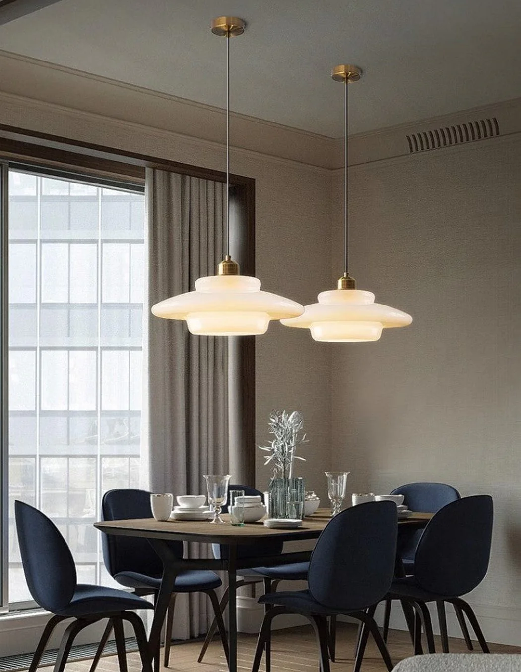 Miller Art Deco Milk Glass Pendant Light - Image 13