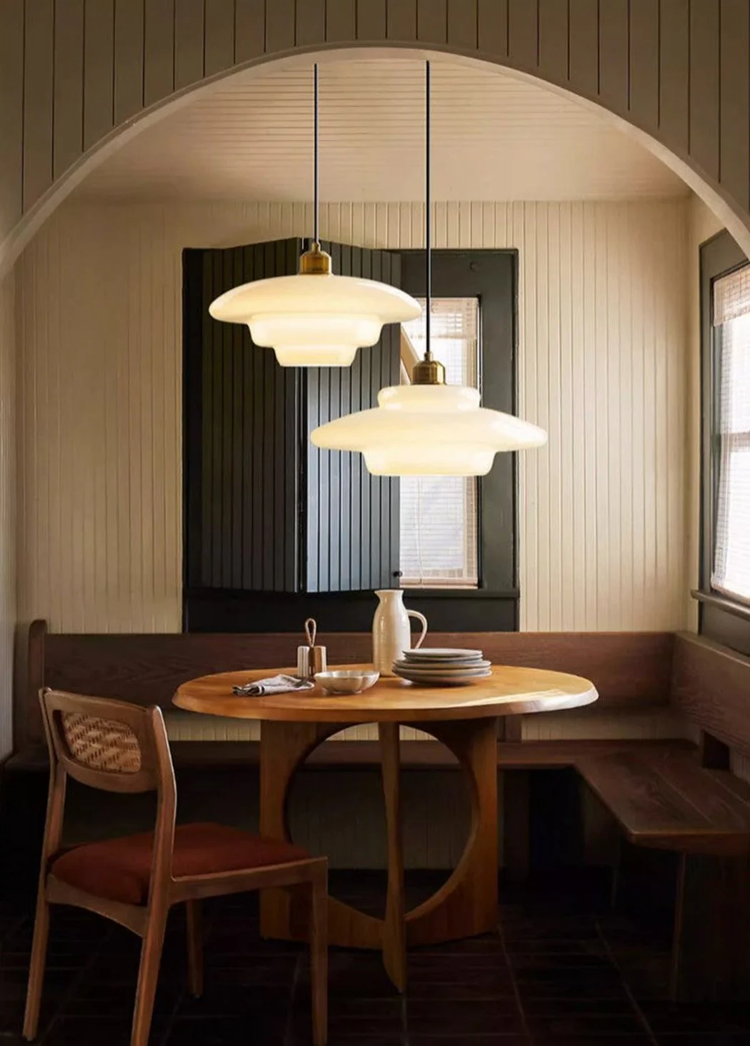 Miller Art Deco Milk Glass Pendant Light - Image 3