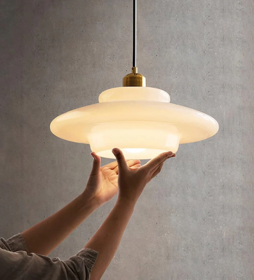 Miller Art Deco Milk Glass Pendant Light - Image 5