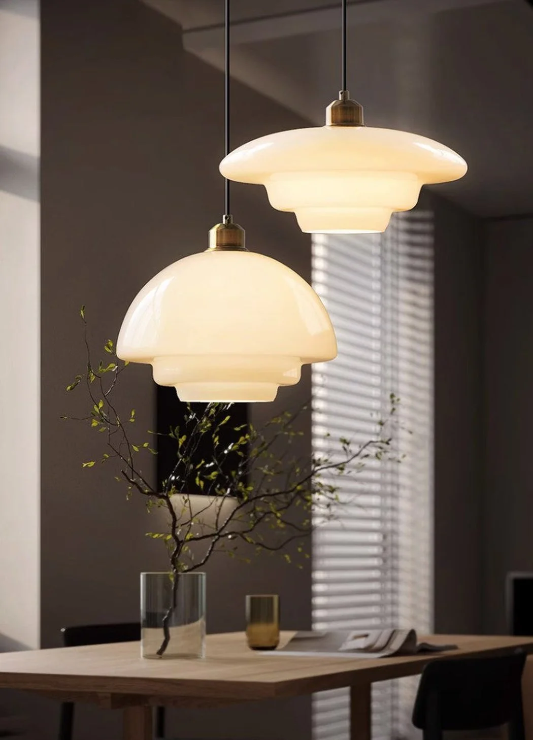 Miller Art Deco Milk Glass Pendant Light - Image 6