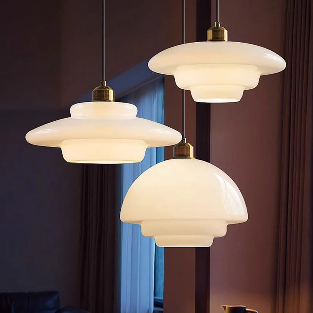 Miller Art Deco Milk Glass Pendant Light - Image 7