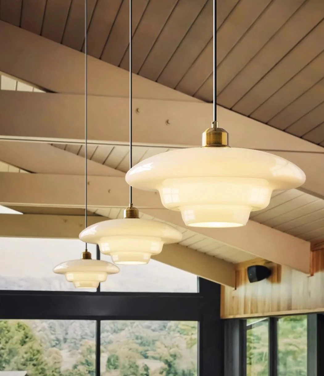 Miller Art Deco Milk Glass Pendant Light - Image 9