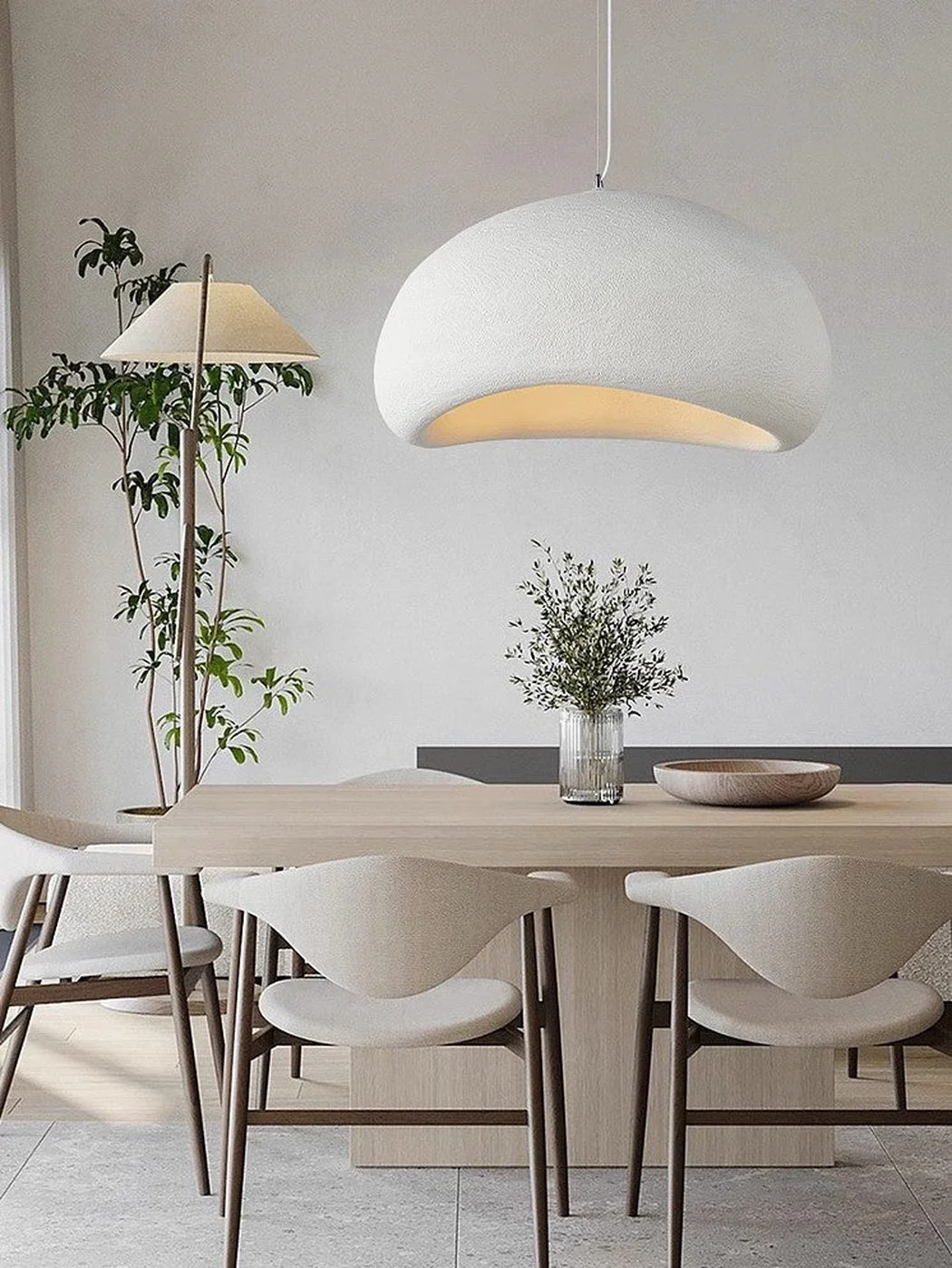 Stucco Textured Pebble Stone Plaster Pendant Light - Image 10