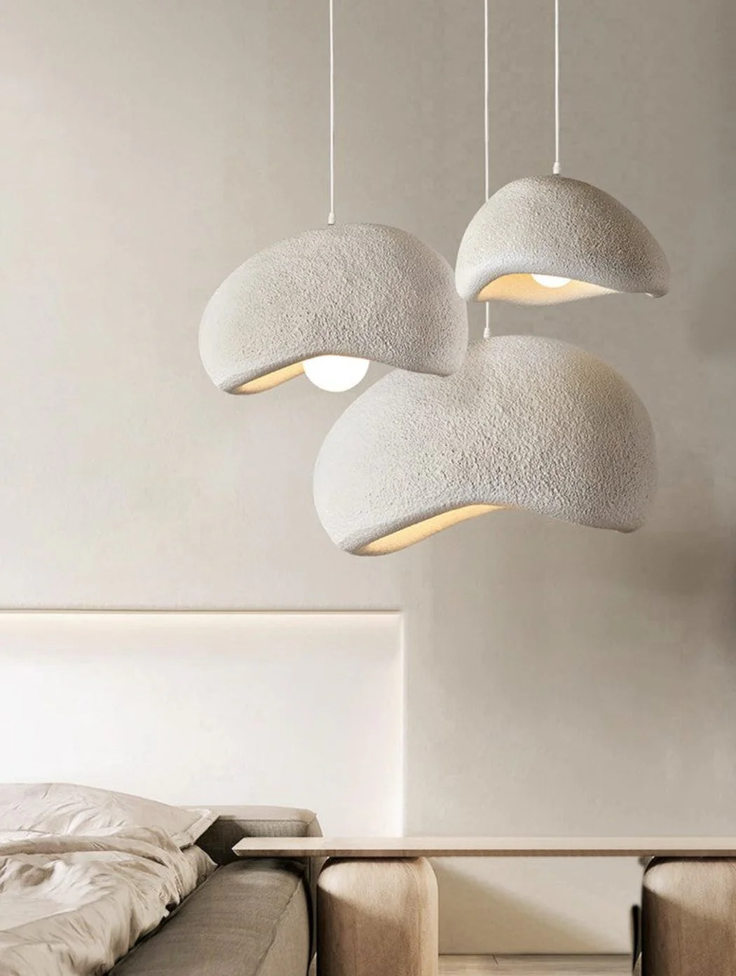 Stucco Textured Pebble Stone Plaster Pendant Light - Image 12