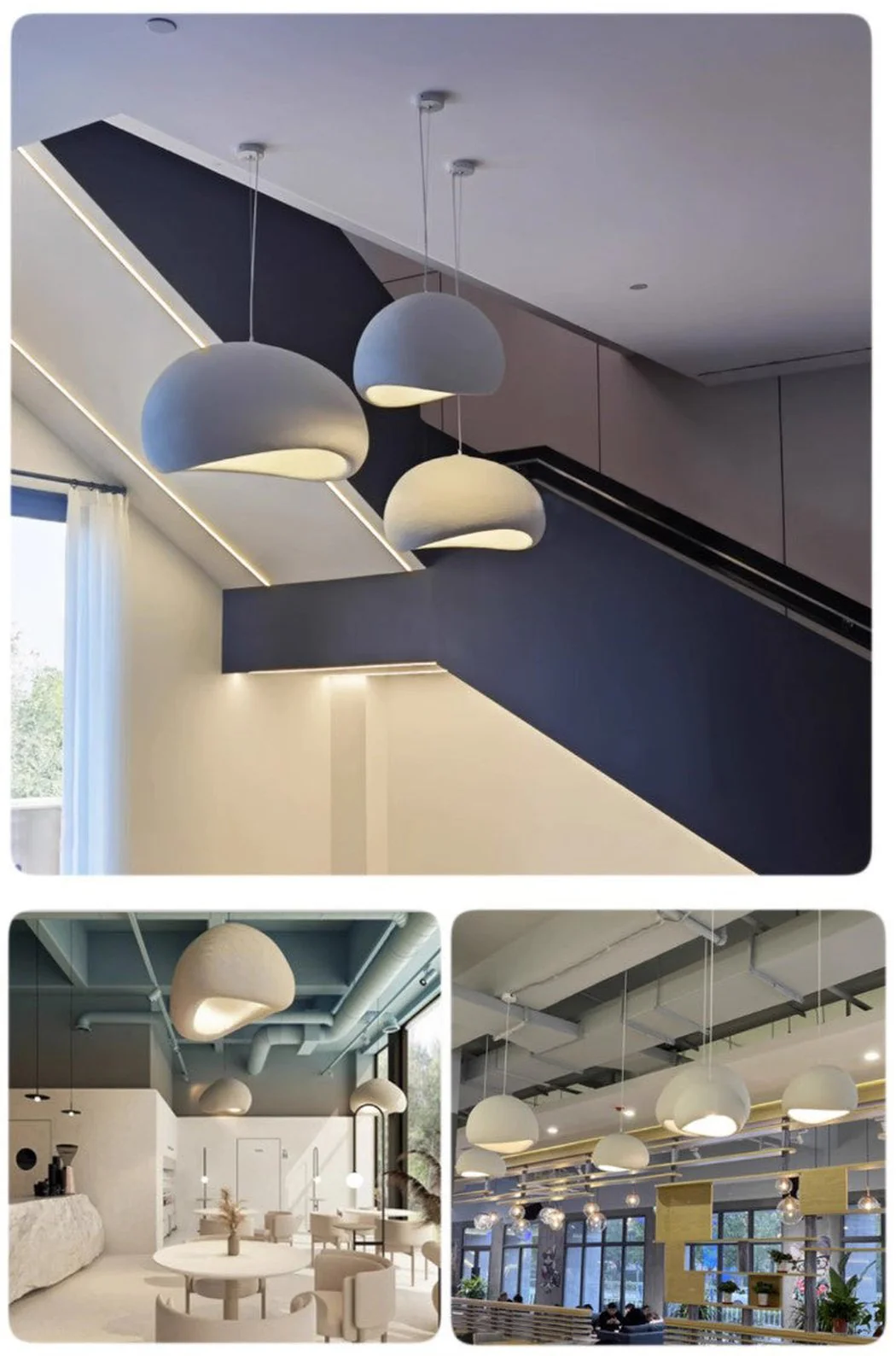 Stucco Textured Pebble Stone Plaster Pendant Light - Image 14