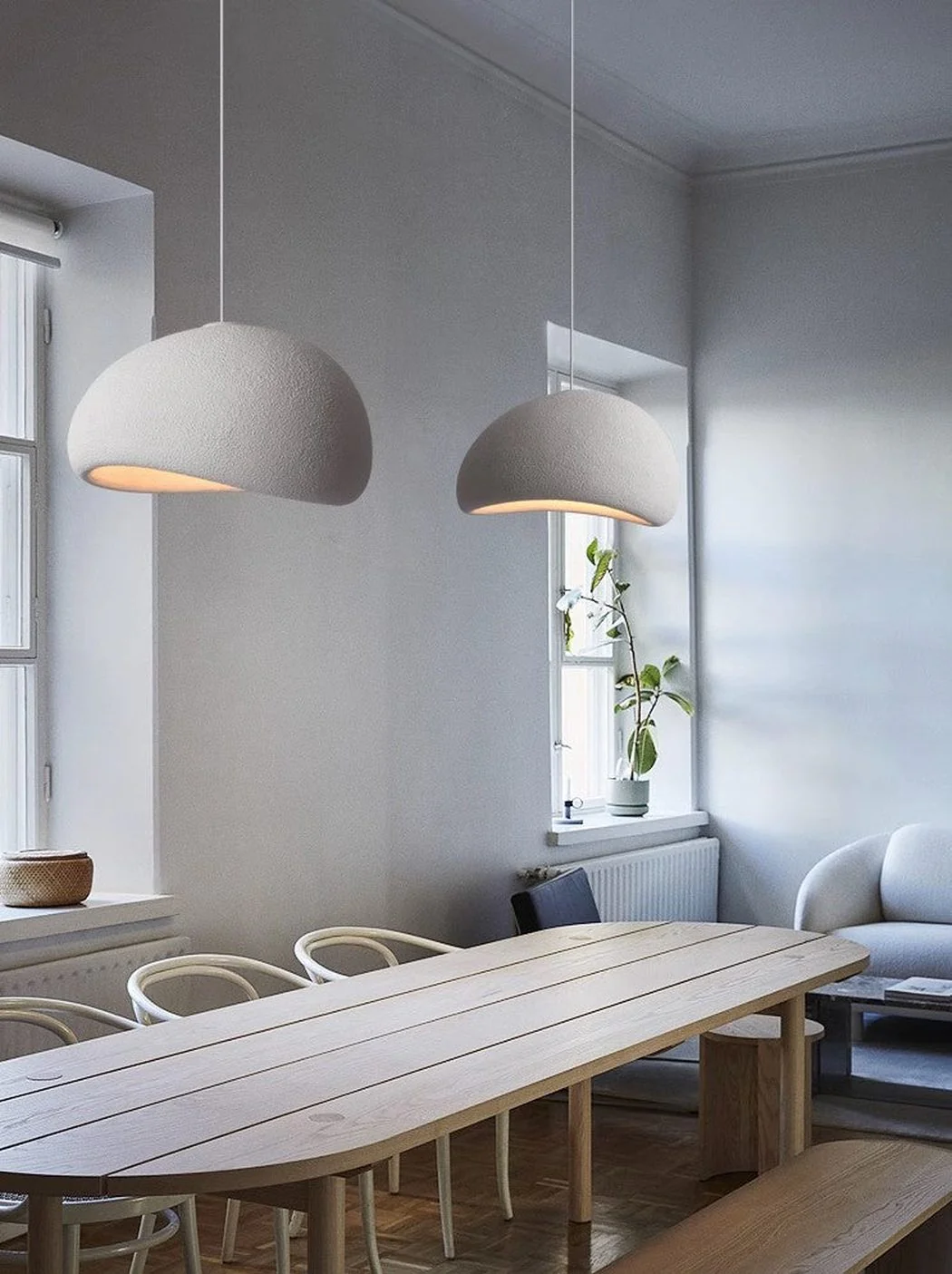 Stucco Textured Pebble Stone Plaster Pendant Light - Image 22