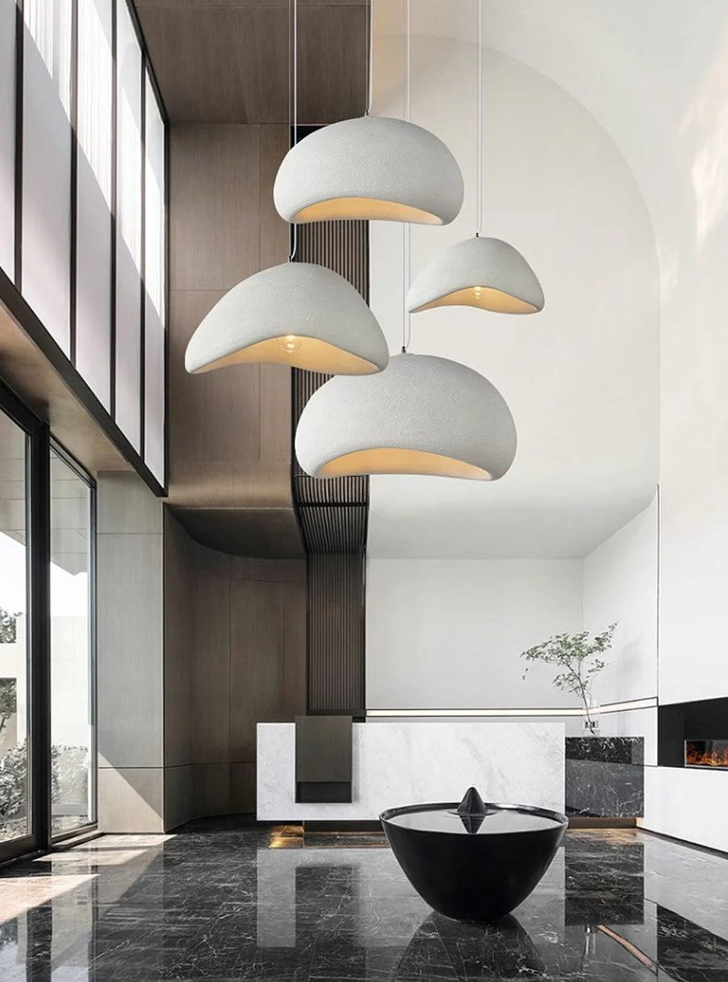 Stucco Textured Pebble Stone Plaster Pendant Light - Image 3