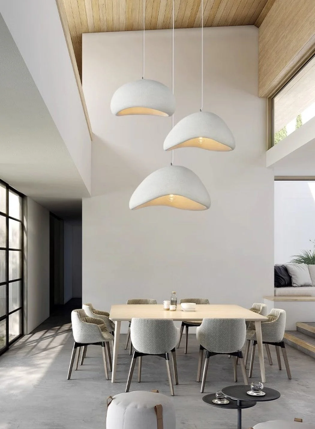 Stucco Textured Pebble Stone Plaster Pendant Light - Image 7