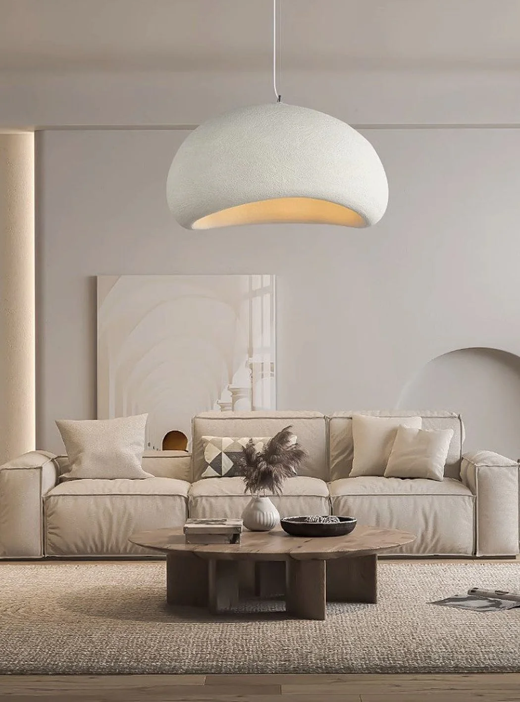 Stucco Textured Pebble Stone Plaster Pendant Light - Image 8