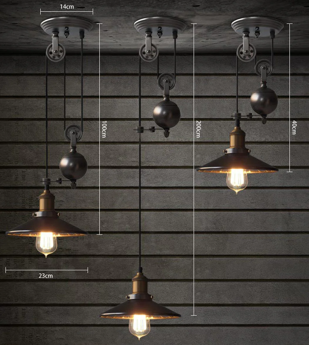 Lincoln Black Mirror Shade Pulley Industrial Pendant Light - Image 2