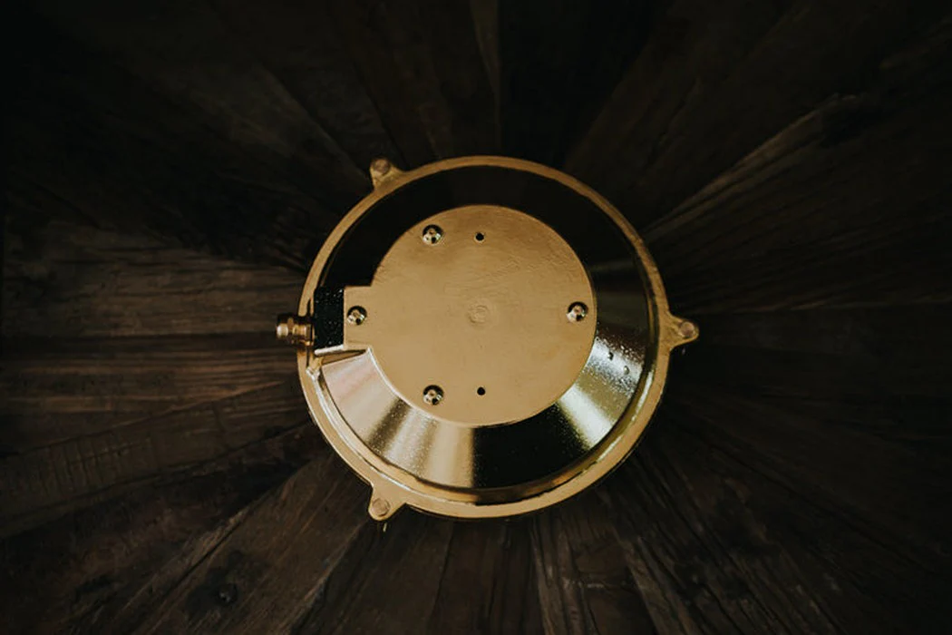 Nautilus Round Brass cage outdoor wall light / ceiling light - Image 11