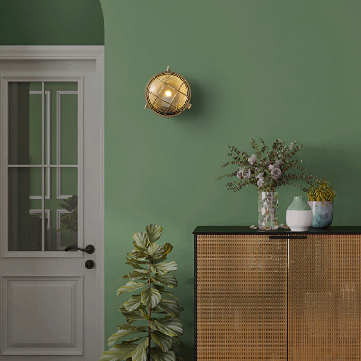 Nautilus Round Brass cage outdoor wall light / ceiling light - Image 2