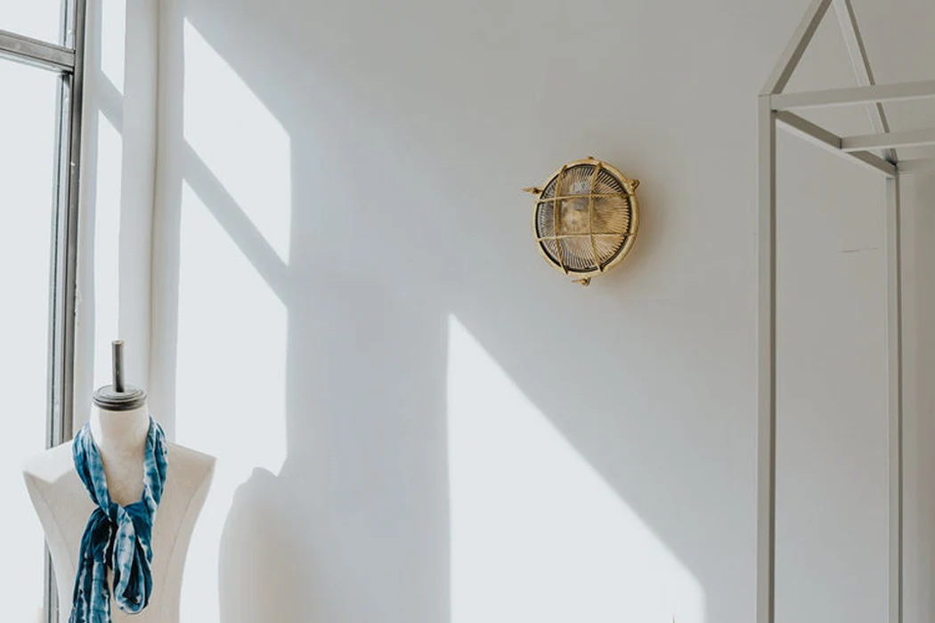 Nautilus Round Brass cage outdoor wall light / ceiling light - Image 3