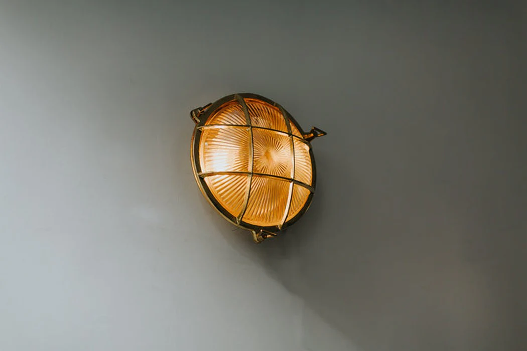 Nautilus Round Brass cage outdoor wall light / ceiling light - Image 4