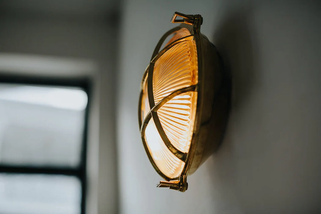 Nautilus Round Brass cage outdoor wall light / ceiling light - Image 5