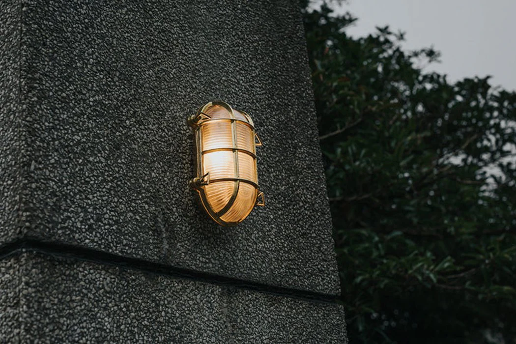 Nautilus Oval brass cage outdoor wall light / ceiling Light - Image 17