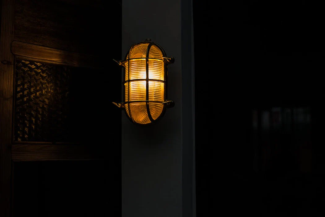 Nautilus Oval brass cage outdoor wall light / ceiling Light - Image 18
