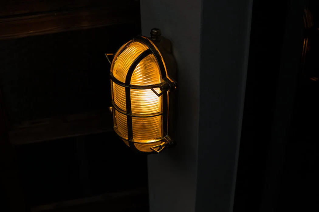 Nautilus Oval brass cage outdoor wall light / ceiling Light - Image 19