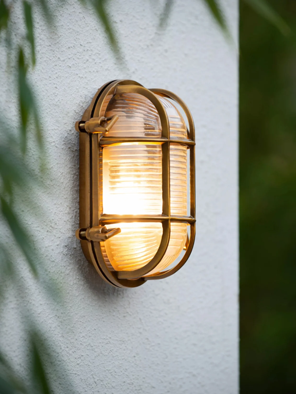 Nautilus Oval brass cage outdoor wall light / ceiling Light - Image 2