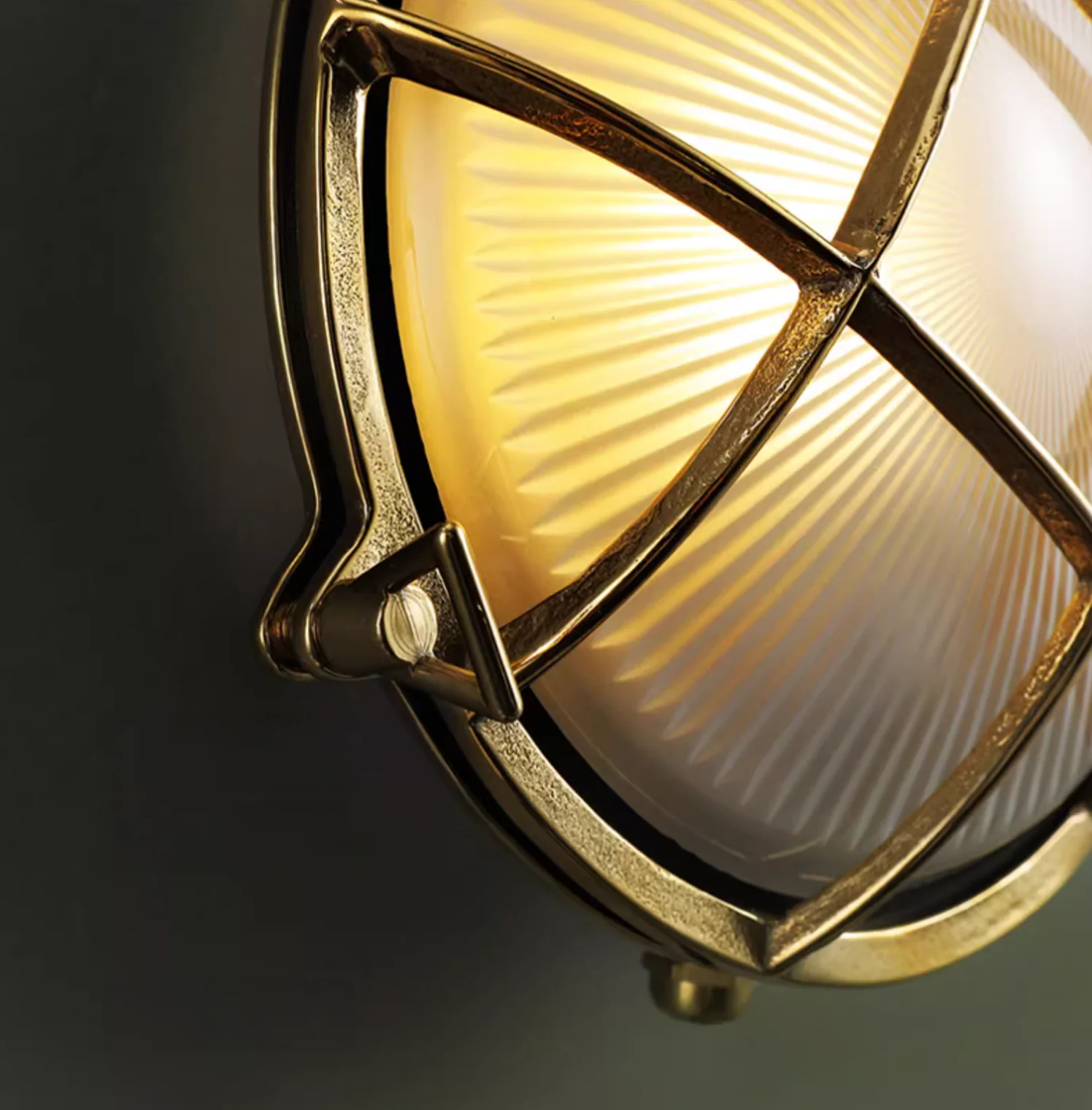 Nautilus Oval brass cage outdoor wall light / ceiling Light - Image 24