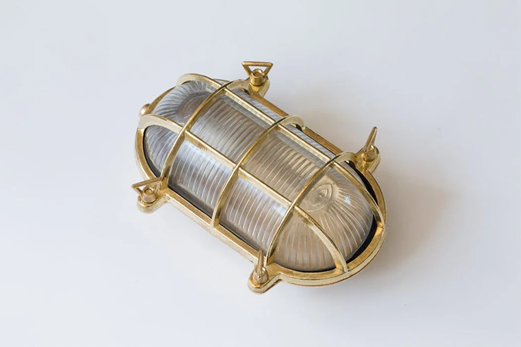Nautilus Oval brass cage outdoor wall light / ceiling Light - Image 3