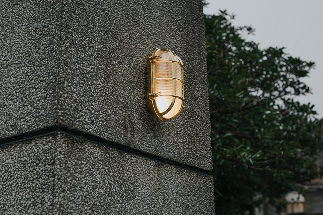 Nautilus Oval brass cage outdoor wall light / ceiling Light - Image 4