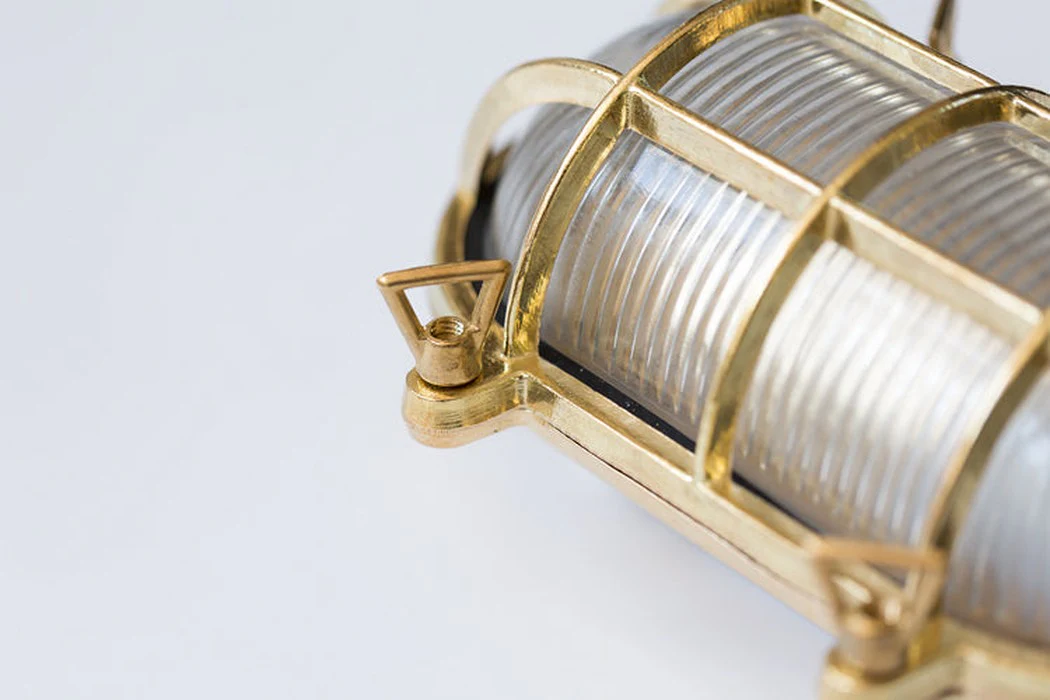 Nautilus Oval brass cage outdoor wall light / ceiling Light - Image 8