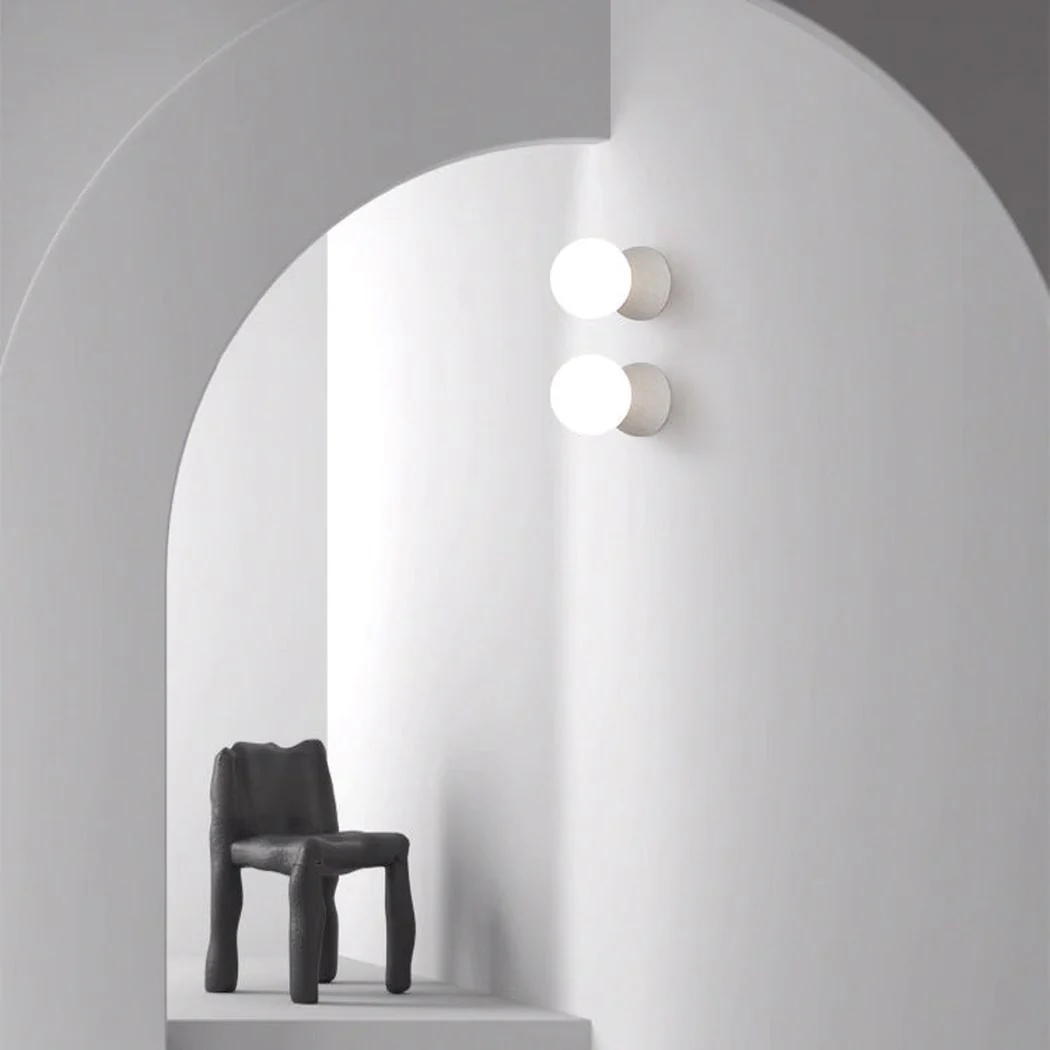 Nero Bianco Minimalist Stone Wall Sconce / Ceiling Light - Image 2