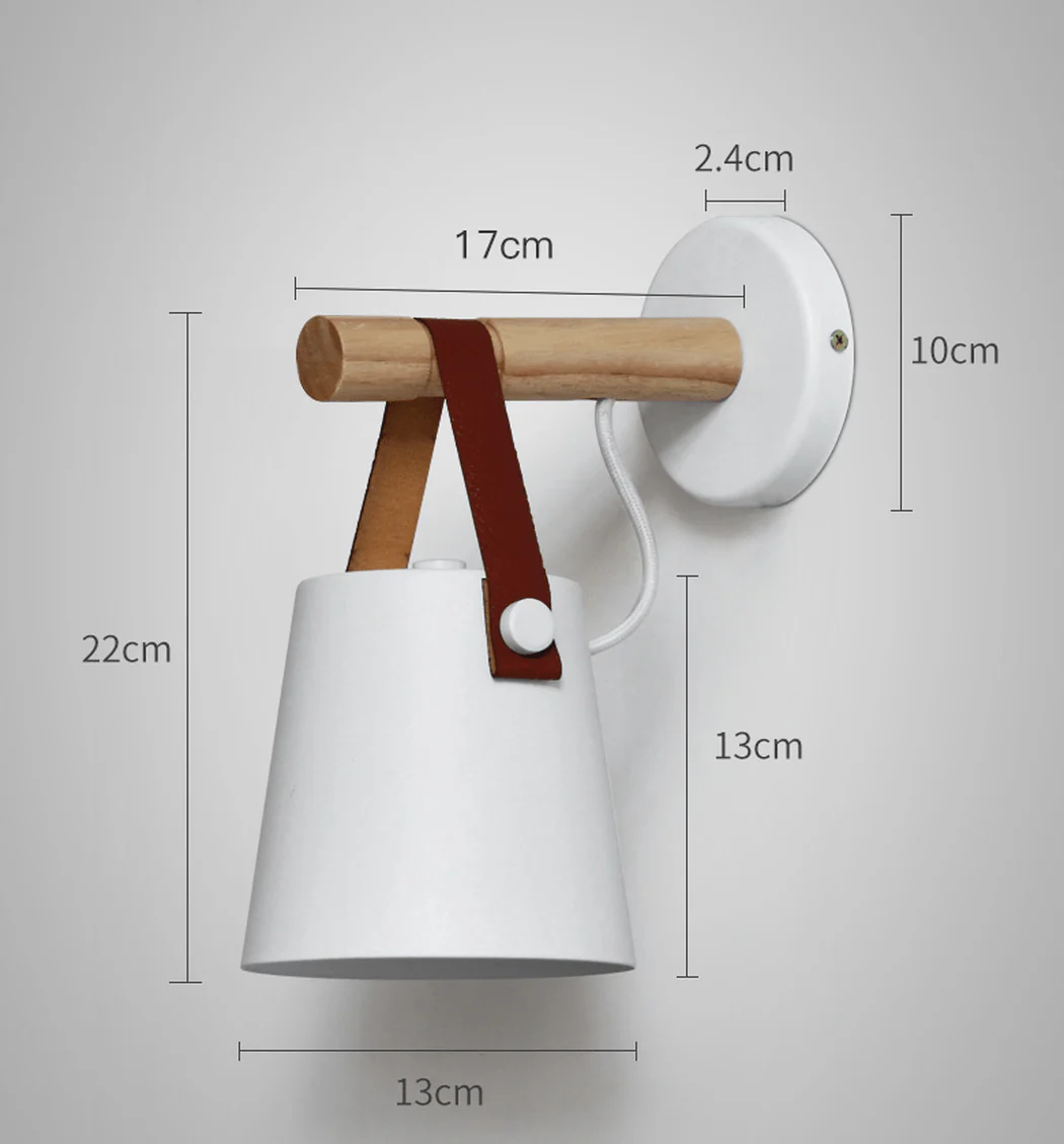 Nora Leather strap wooden scandi wall Light - Image 3