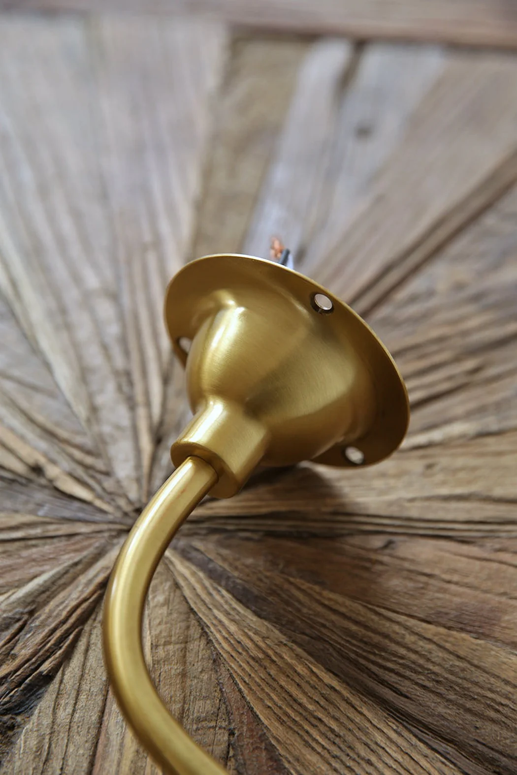 Oberon Wooden Shade Brass gooseneck arm Wall Light - Image 12
