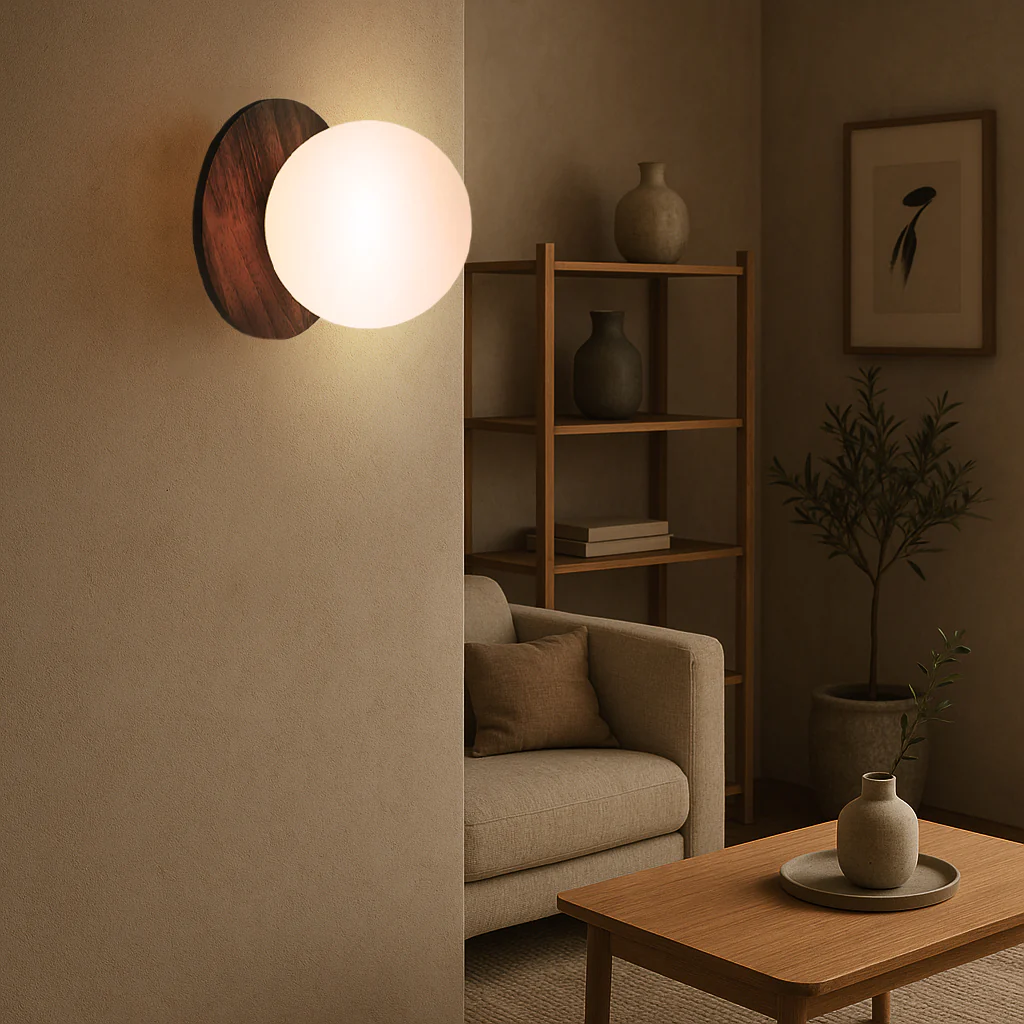 Odesa Wooden Plate Minimalist Line Wall Light - Image 14