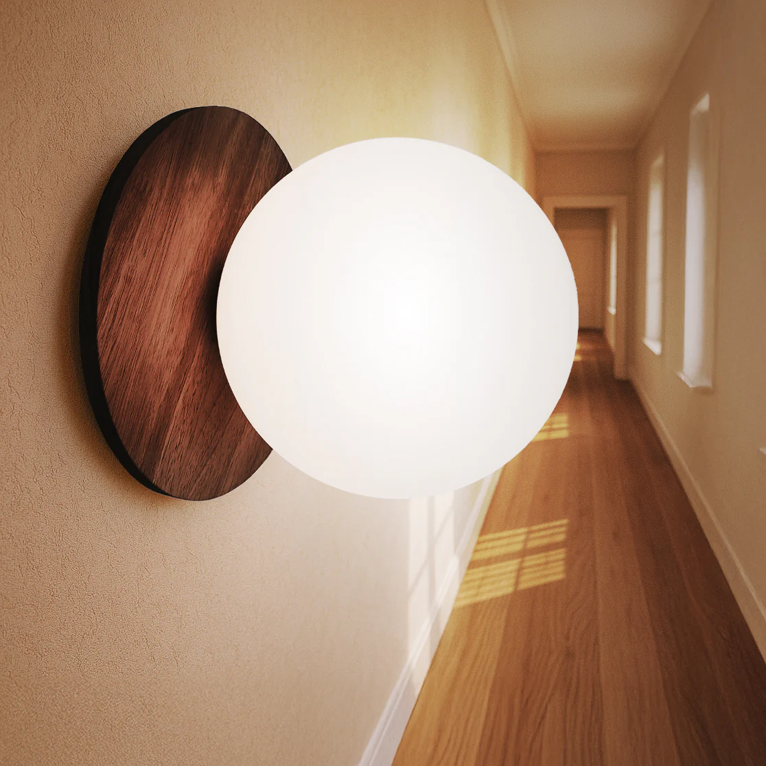 Odesa Wooden Plate Minimalist Line Wall Light - Image 15