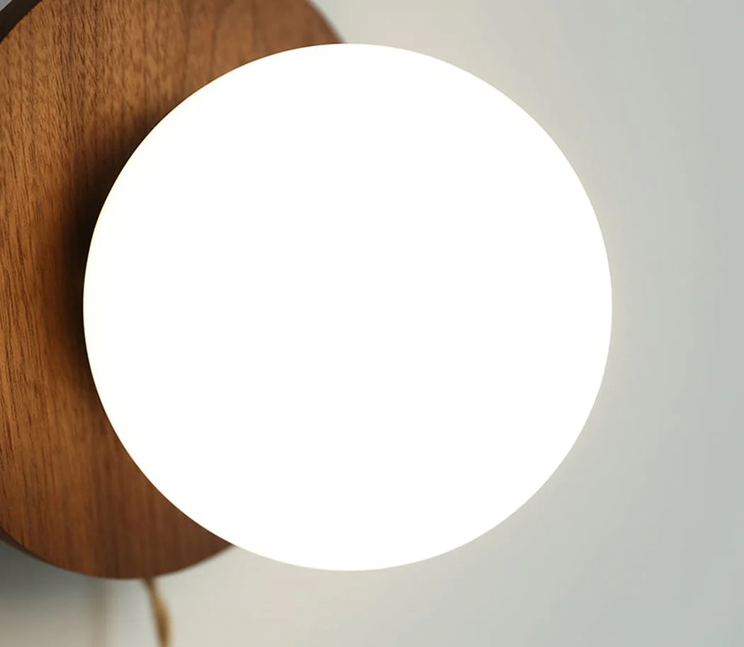Odesa Wooden Plate Minimalist Line Wall Light - Image 6