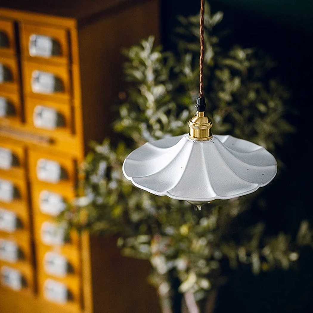 Odette Porcelain Shade Brass Fitting Pendant Light - Image 20