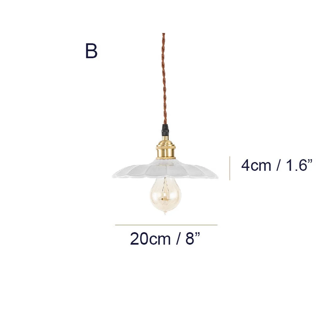 Odette Porcelain Shade Brass Fitting Pendant Light - Image 4