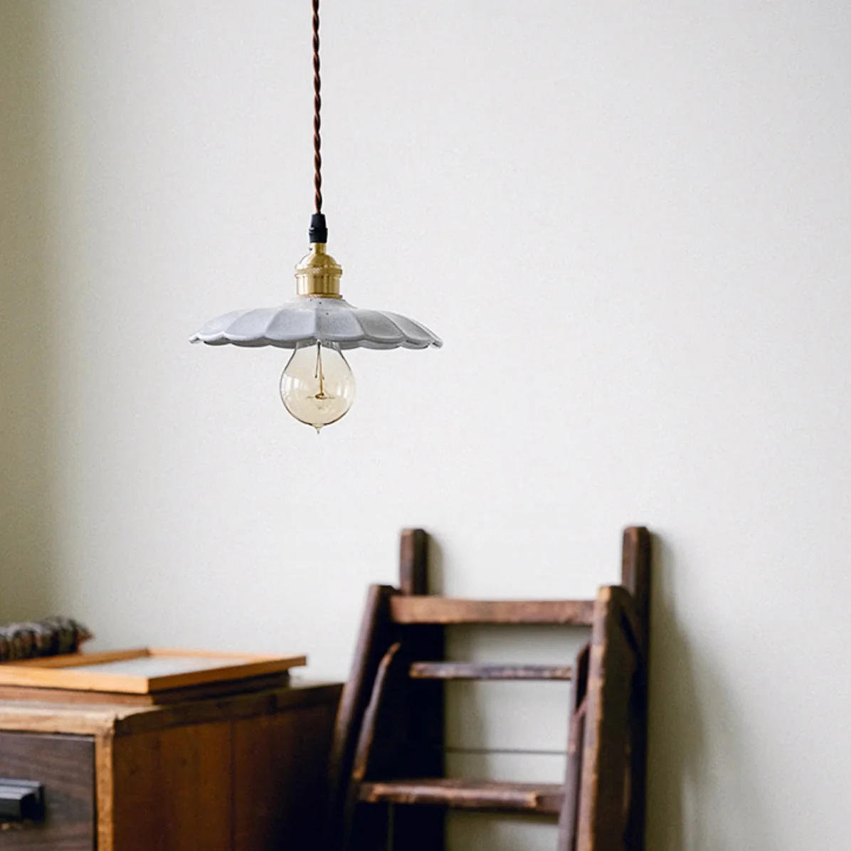 Odette Porcelain Shade Brass Fitting Pendant Light - Image 7