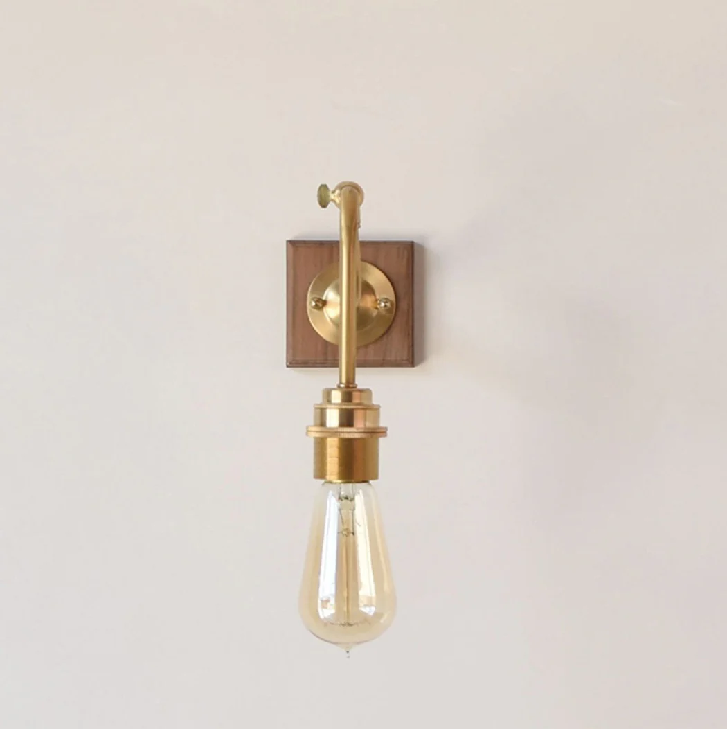 Ogilvy brushed brass & wood wall light