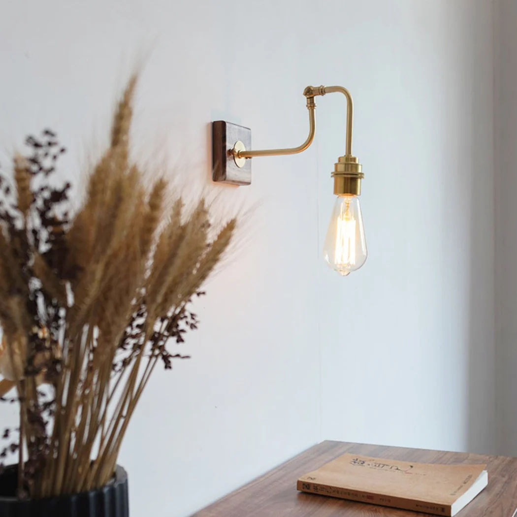 Ogilvy brushed brass & wood wall light - Image 11