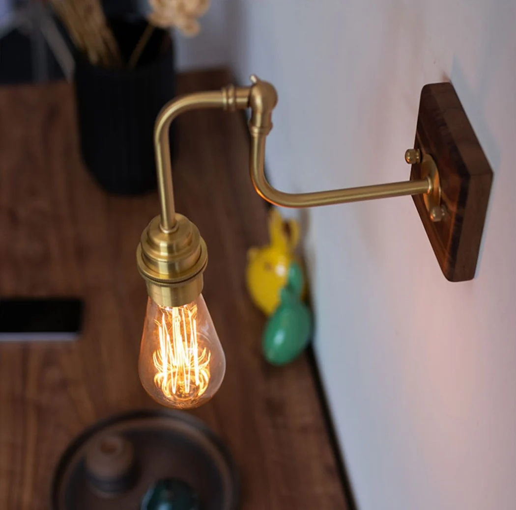 Ogilvy brushed brass & wood wall light - Image 16